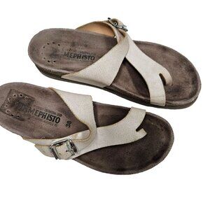 Mephisto Womens Size 38 Leather Sandals With Buckle & Cork‎ Sole